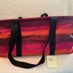 Thirty-One Vibrant Striped Tote Bag - Red, Pink, Orange